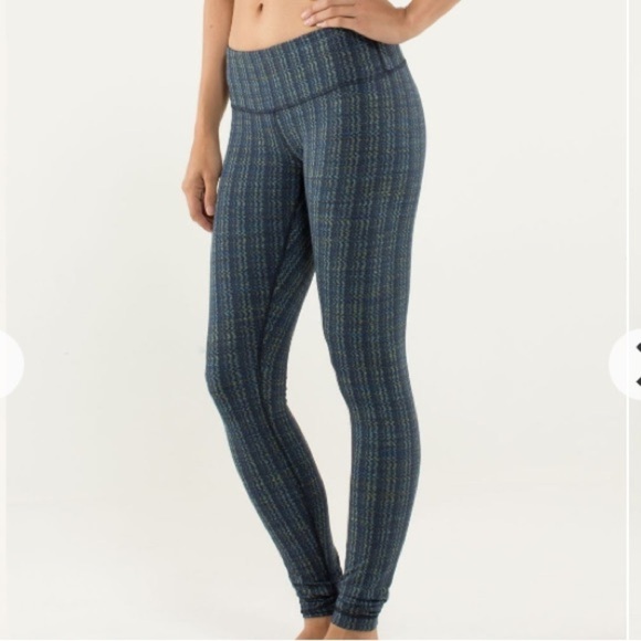 Lululemon Wunder Under High Low Ziggy Wee August Inkwell pattern blue leggings 4 - Picture 2 of 9